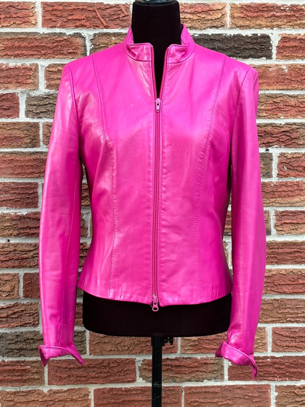 Danier Atelier Hot Pink Genuine Leather Jacket M Made in Canada Y2K